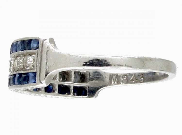Sapphire & Diamond Art Deco Half Hoop Ring