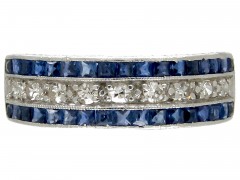 Sapphire & Diamond Art Deco Half Hoop Ring
