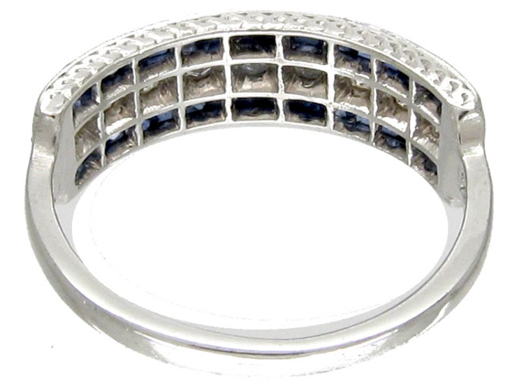 Sapphire & Diamond Art Deco Half Hoop Ring
