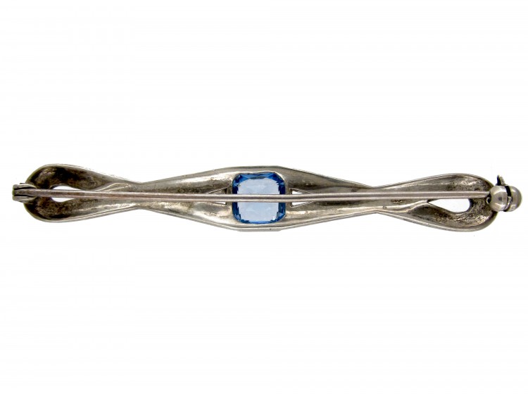 Silver, Marcasite & Blue Paste Brooch