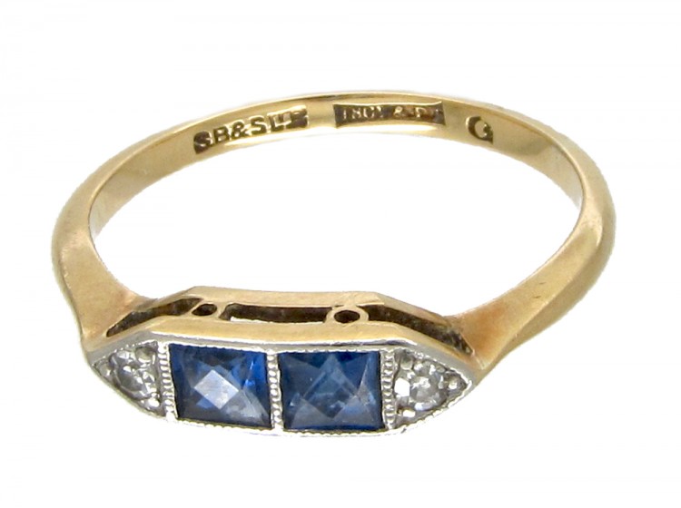 Double Sapphire Art Deco Ring