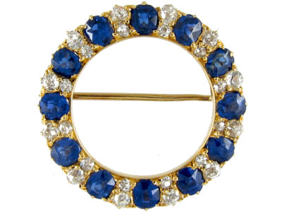 Sapphire & Diamond Circle Brooch