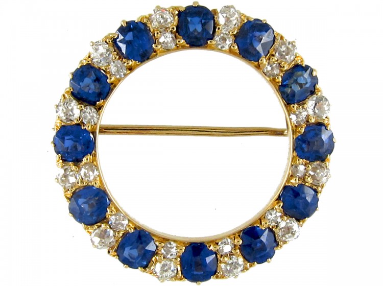 Sapphire & Diamond Circle Brooch