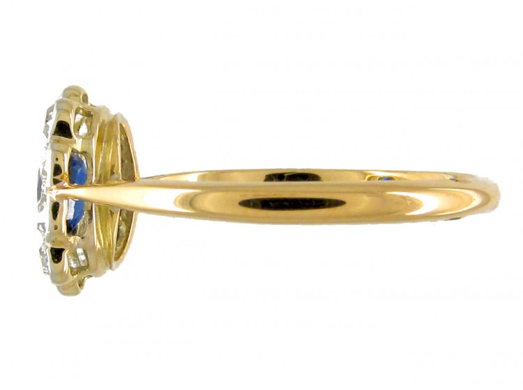 Edwardian Sapphire & Diamond Cluster Ring