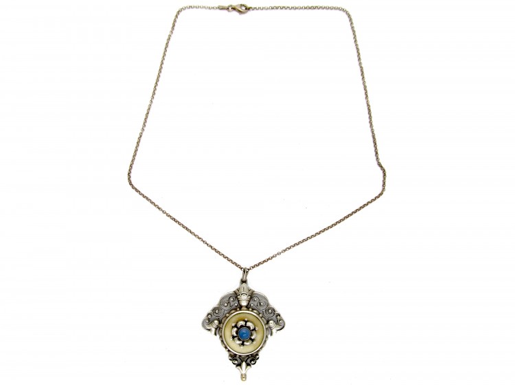 Art Nouveau Silver Pendant on Chain by Meyer