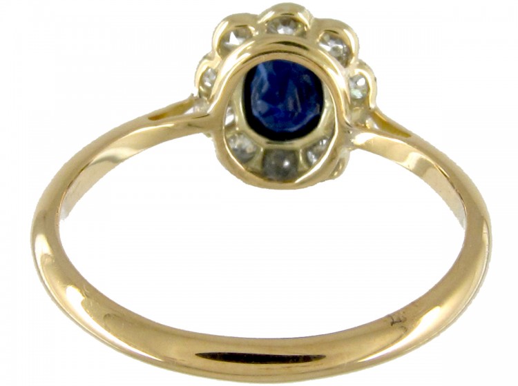 Edwardian Sapphire & Diamond Cluster Ring
