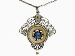 Art Nouveau Silver Pendant on Chain by Meyer