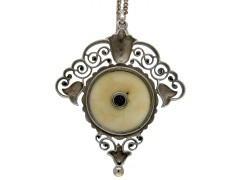 Art Nouveau Silver Pendant on Chain by Meyer