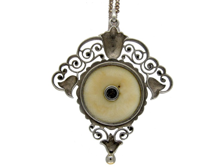 Art Nouveau Silver Pendant on Chain by Meyer