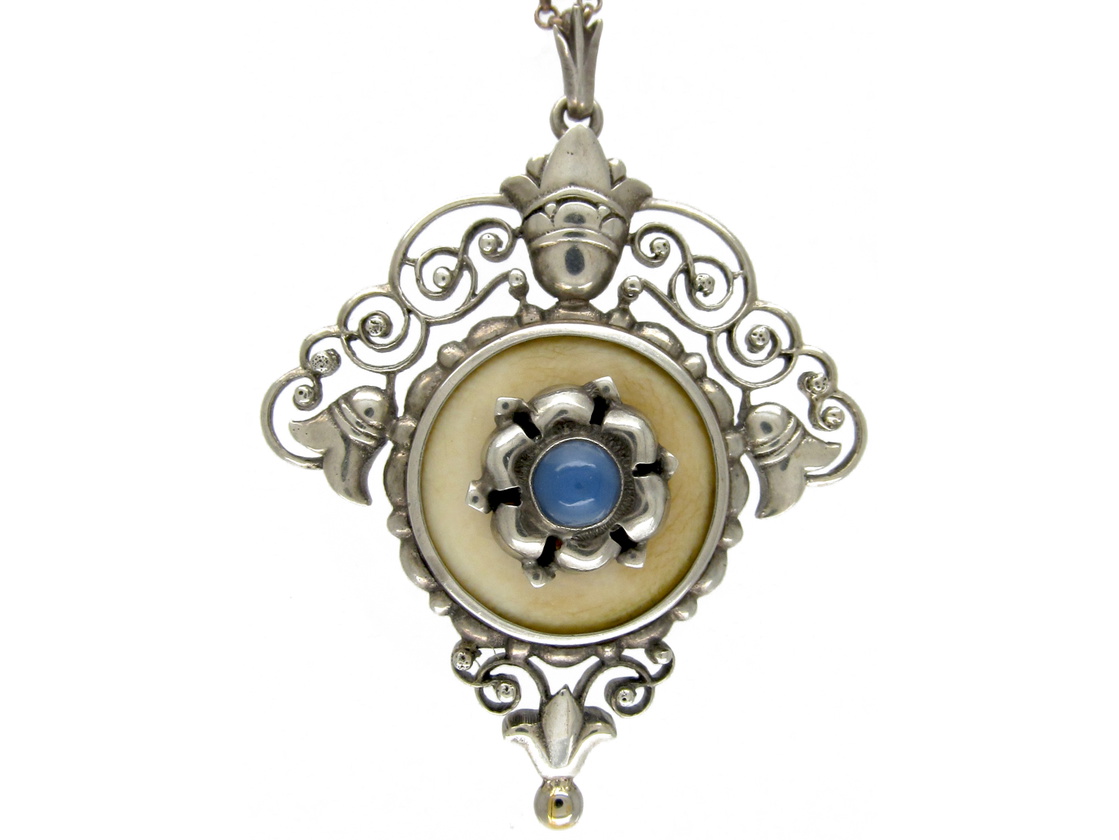 Art Nouveau Silver Pendant on Chain by Meyer (378E) | The Antique ...