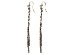 Silver ​& Paste Art Deco Long Drop Earrings