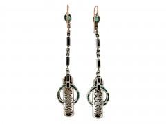 Silver ​& Paste Art Deco Long Drop Earrings