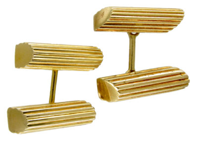 Gold Ribbed Baton Cufflinks