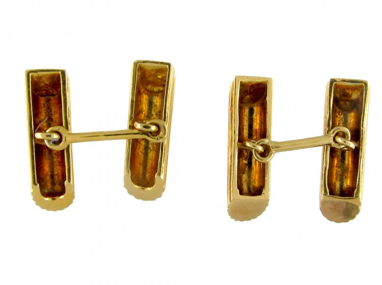 Gold Ribbed Baton Cufflinks