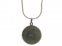 Edwardian Silver & Guilloche Enamel Cherub & Dog Pendant