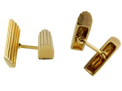 Gold Ribbed Baton Cufflinks