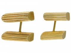 Gold Ribbed Baton Cufflinks