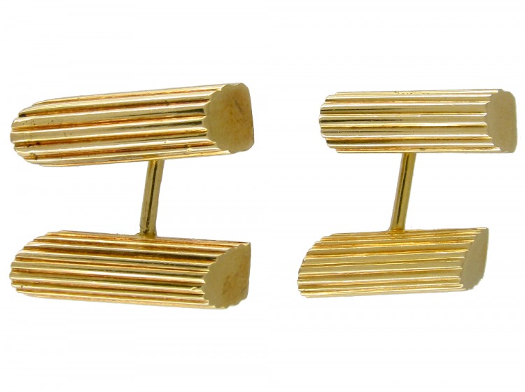 Gold Ribbed Baton Cufflinks
