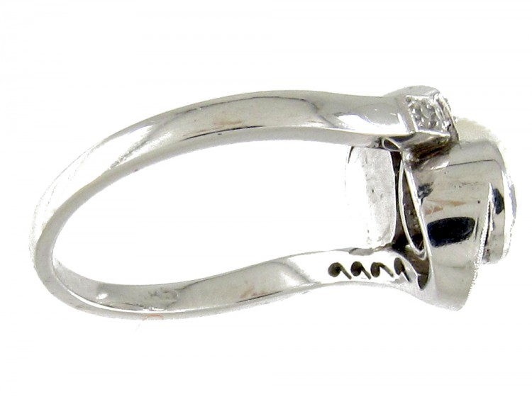 Pearl & Diamond White Gold Art Deco Ring