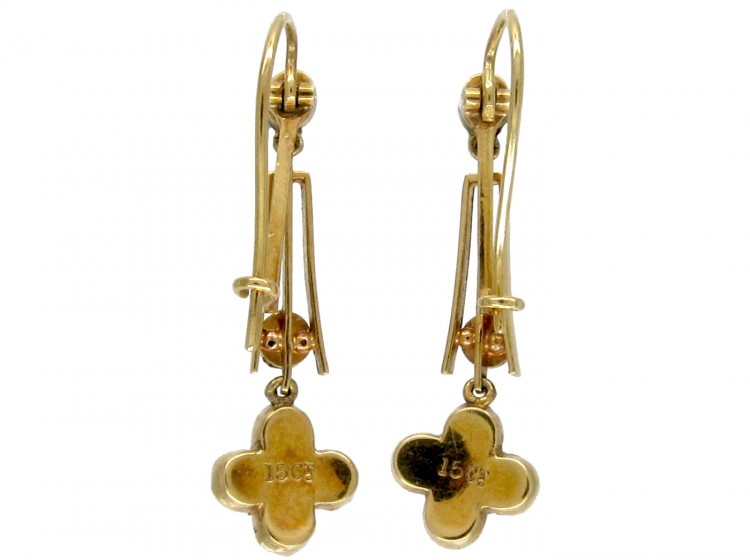 15ct Gold & Natural Pearl Drop Earrings