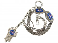 Victorian Silver & Enamel Albert Chain