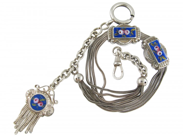 Victorian Silver & Enamel Albert Chain