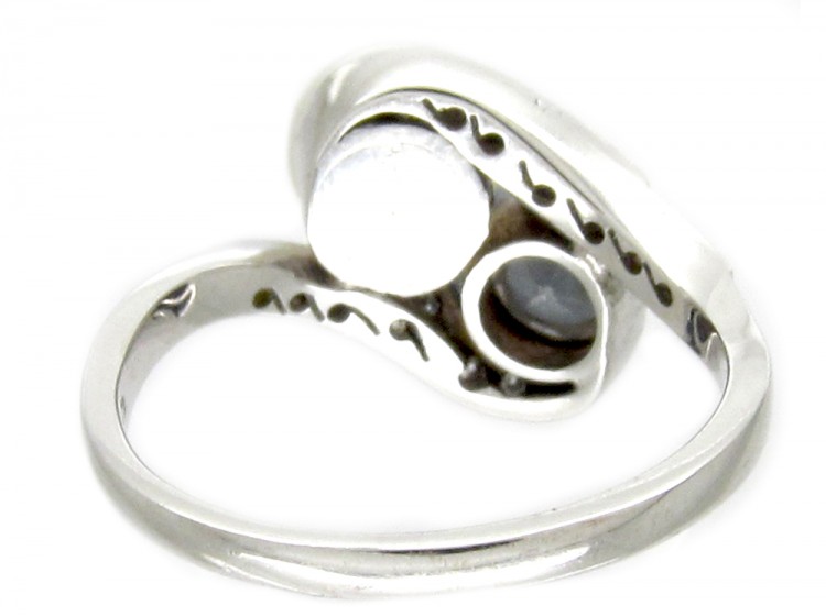 Pearl & Diamond White Gold Art Deco Ring