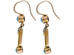 Edwardian Turquoise & Seed Pearl Drop Earrings