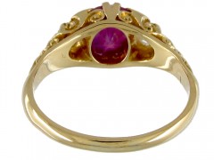 Victorian Pink Sapphire & Diamond Three Stone Ring
