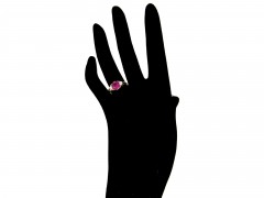 Victorian Pink Sapphire & Diamond Three Stone Ring
