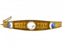 Gold & Moonstone Etruscan Bangle