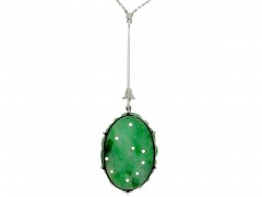 Art Deco Jade Pendant on Chain