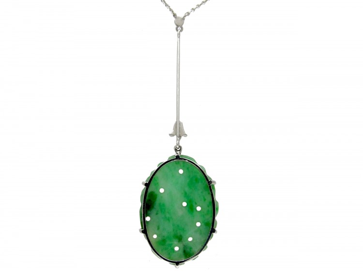 Art Deco Jade Pendant on Chain