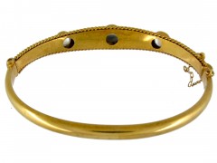 Gold & Moonstone Etruscan Bangle