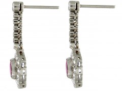 Ruby & Diamond Cluster Drop Earrings