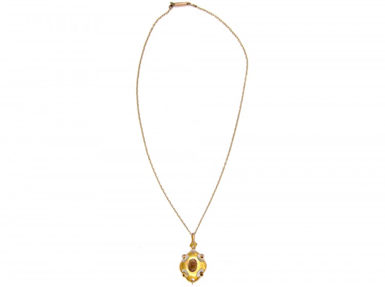 Art Nouveau Gold Pendant on Chain