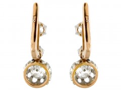 French Three Stone Diamond Drop Earrings