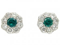 Emerald & Diamond Cluster Earrings