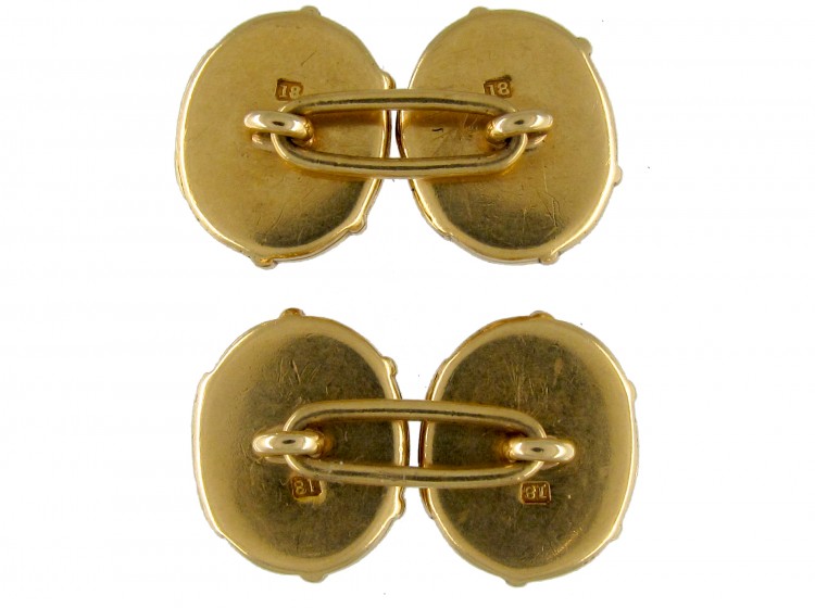 Victorian Gold Engraved Seal Opening Locket Cufflinks