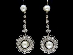 Edwardian Pearl & Diamond Drop Earrings