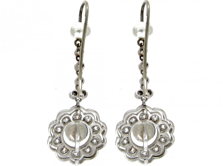 Edwardian Pearl & Diamond Drop Earrings