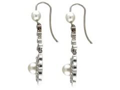 Edwardian Pearl & Diamond Drop Earrings