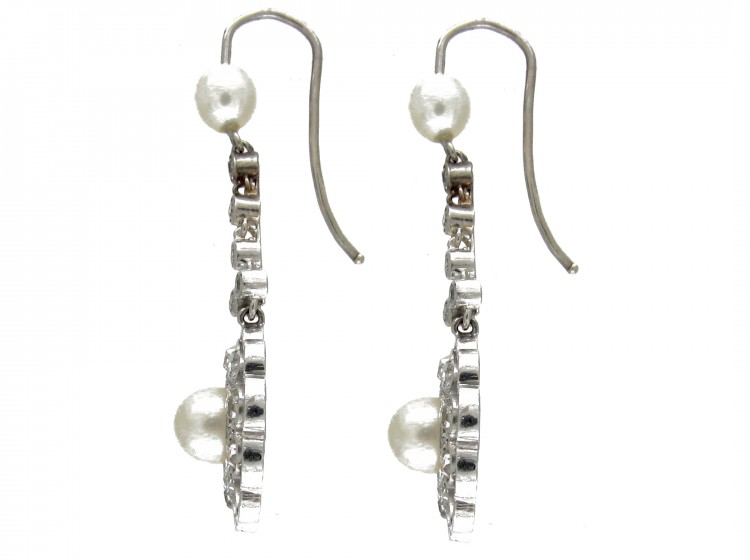 Edwardian Pearl & Diamond Drop Earrings