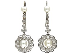 Edwardian Pearl & Diamond Drop Earrings