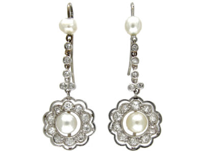 Edwardian Pearl & Diamond Drop Earrings