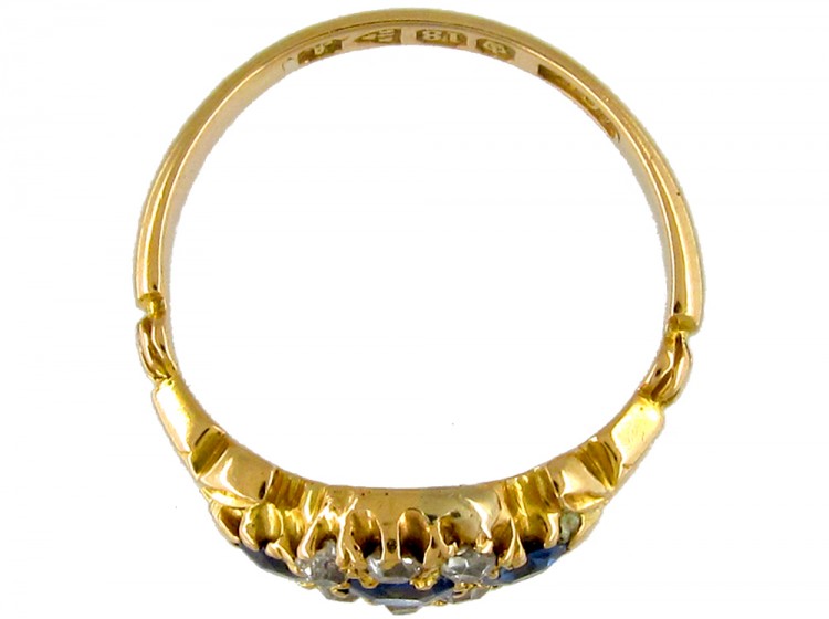 Edwardian Sapphire & Diamond 18ct Gold Cluster Ring