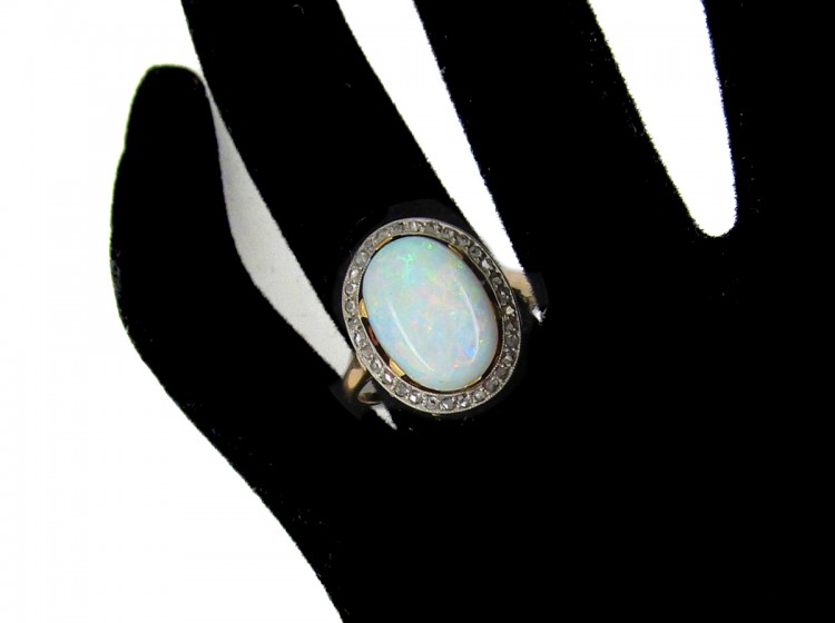 Edwardian Opal & Diamond Cocktail Ring