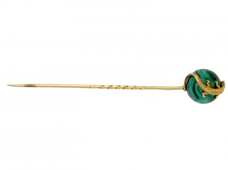 Gold & Malachite Salamander Tie Pin