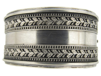 Victorian Silver Oak Leaf Motif Bangle