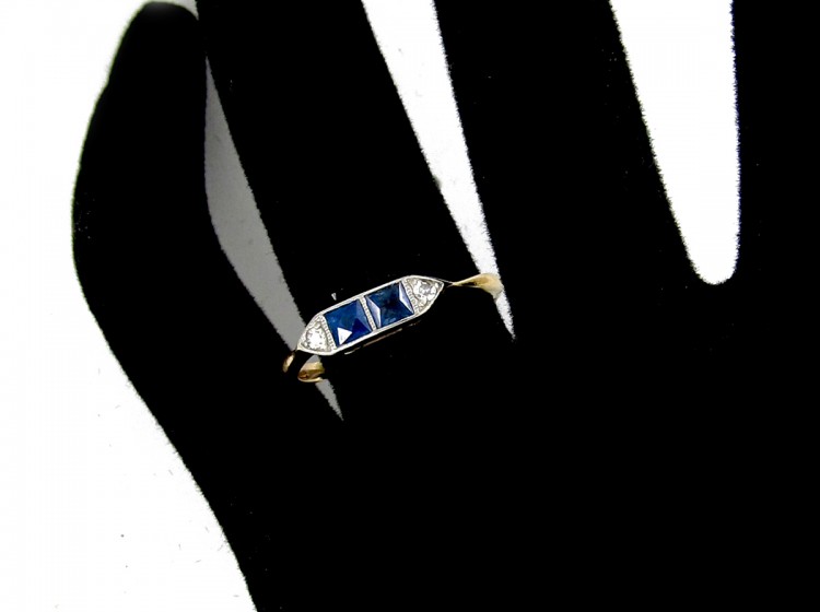 Double Sapphire Art Deco Ring